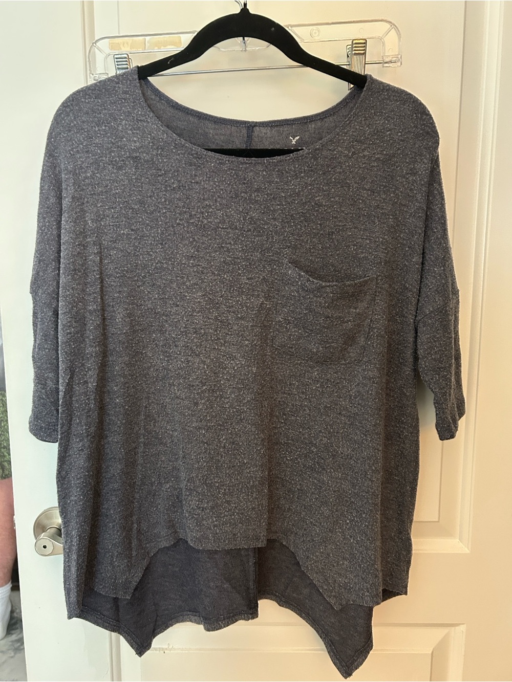 Women's Gray Pocket High-Low Knit Top - American Eagle